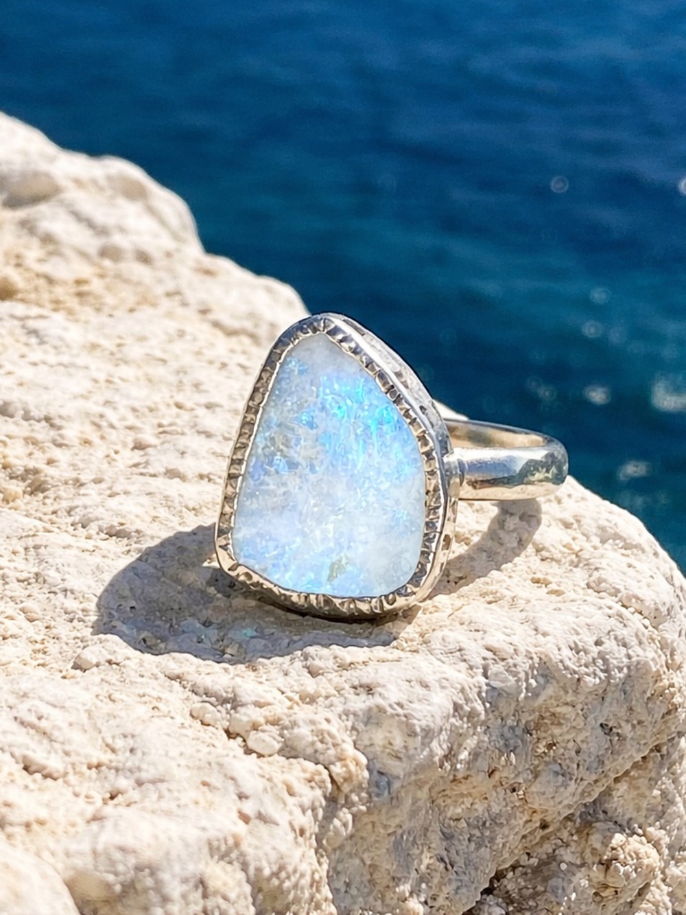Rainbow Moonstone Ring